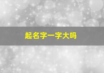 起名字一字大吗