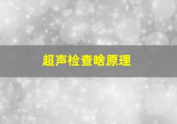 超声检查啥原理