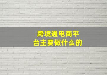 跨境通电商平台主要做什么的