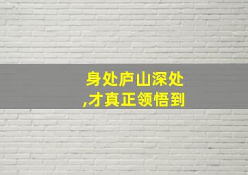 身处庐山深处,才真正领悟到