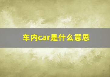 车内car是什么意思