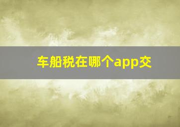 车船税在哪个app交