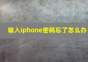 输入iphone密码忘了怎么办