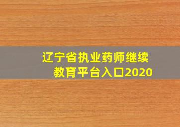 辽宁省执业药师继续教育平台入口2020