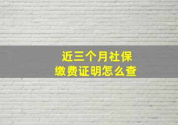 近三个月社保缴费证明怎么查