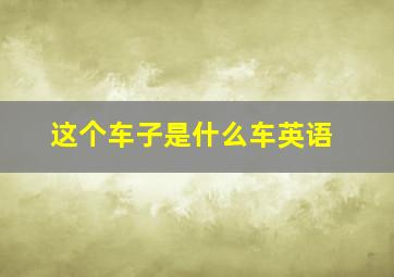 这个车子是什么车英语