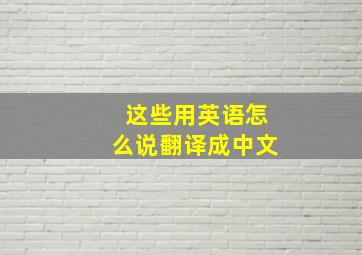 这些用英语怎么说翻译成中文