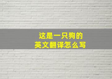 这是一只狗的英文翻译怎么写