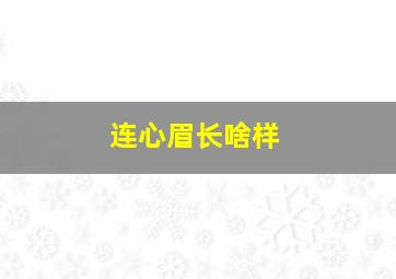 连心眉长啥样