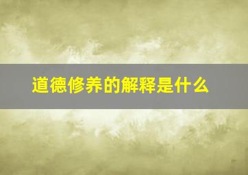 道德修养的解释是什么