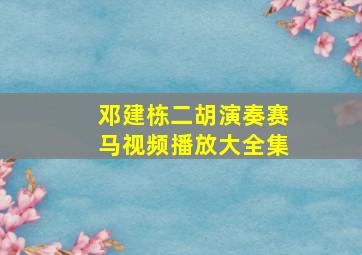 邓建栋二胡演奏赛马视频播放大全集