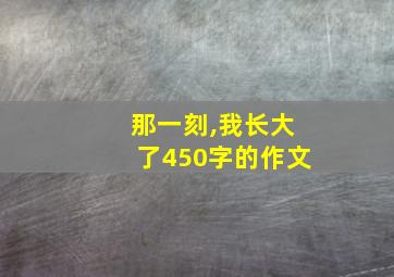 那一刻,我长大了450字的作文