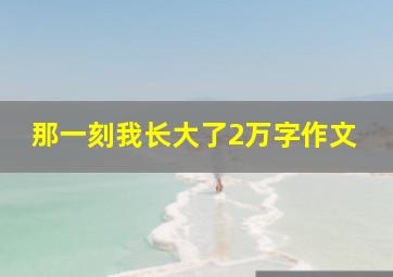 那一刻我长大了2万字作文