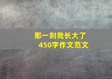 那一刻我长大了450字作文范文