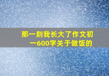 那一刻我长大了作文初一600字关于做饭的