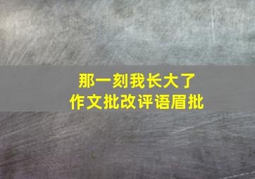 那一刻我长大了作文批改评语眉批