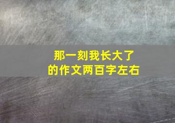 那一刻我长大了的作文两百字左右