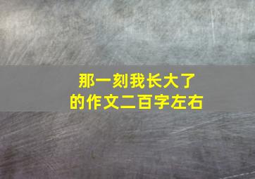 那一刻我长大了的作文二百字左右