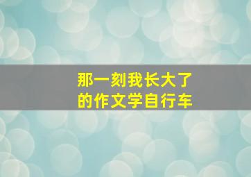 那一刻我长大了的作文学自行车