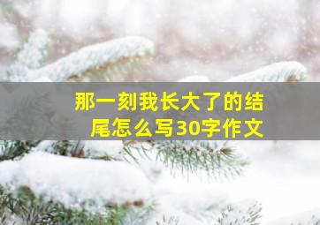 那一刻我长大了的结尾怎么写30字作文