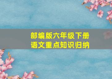 部编版六年级下册语文重点知识归纳