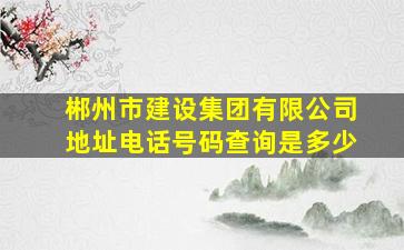 郴州市建设集团有限公司地址电话号码查询是多少