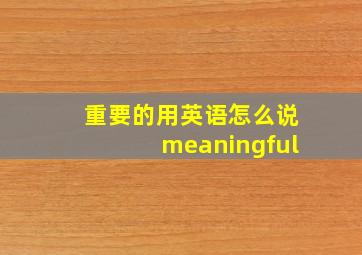 重要的用英语怎么说meaningful