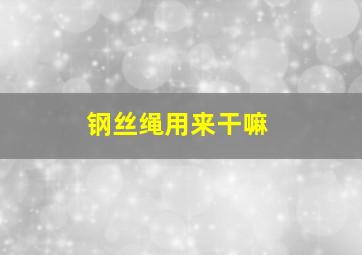 钢丝绳用来干嘛