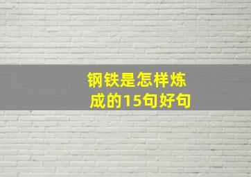 钢铁是怎样炼成的15句好句