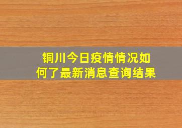 铜川今日疫情情况如何了最新消息查询结果