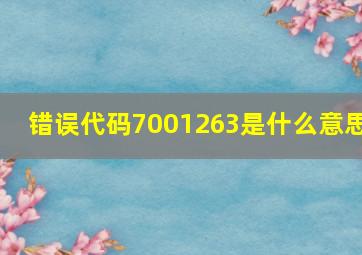 错误代码7001263是什么意思