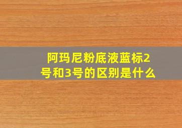 阿玛尼粉底液蓝标2号和3号的区别是什么