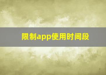 限制app使用时间段