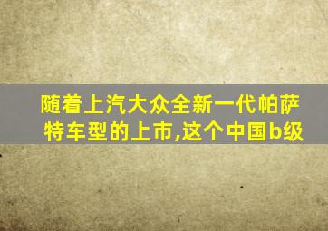 随着上汽大众全新一代帕萨特车型的上市,这个中国b级