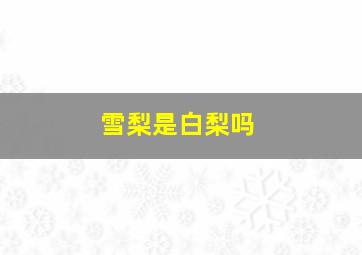 雪梨是白梨吗