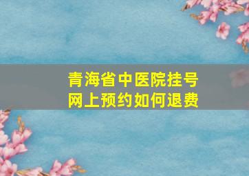 青海省中医院挂号网上预约如何退费