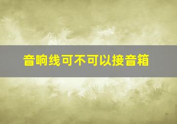 音响线可不可以接音箱