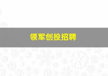 领军创投招聘