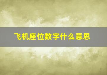 飞机座位数字什么意思