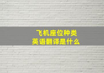 飞机座位种类英语翻译是什么