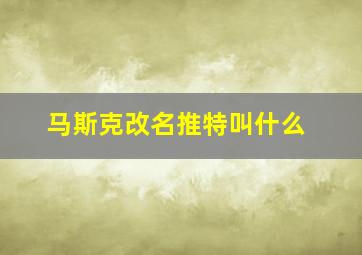 马斯克改名推特叫什么