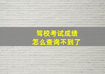 驾校考试成绩怎么查询不到了