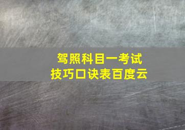 驾照科目一考试技巧口诀表百度云