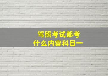 驾照考试都考什么内容科目一