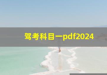 驾考科目一pdf2024