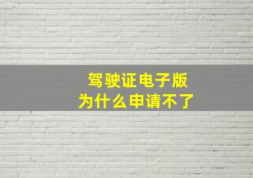 驾驶证电子版为什么申请不了