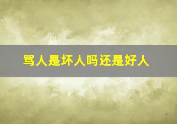 骂人是坏人吗还是好人