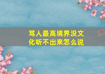 骂人最高境界没文化听不出来怎么说