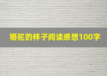 骆驼的样子阅读感想100字