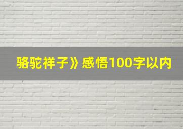 骆驼祥子》感悟100字以内